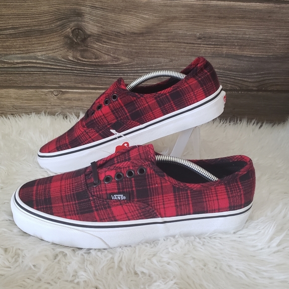 Vans Shoes - New Vans Authentic Plaid Flannel Red Sneakers